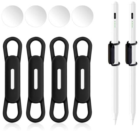 RDNKVB Magnetischer Stiftehalter,Tragbarer Stifthalter Silikon Magnet Bleistifthalter Clip,4 Stück Stifthalter Magnetisch, Magnetic Pen Holder,Büro Zubehör für Metalloberflächen(Schwarz)