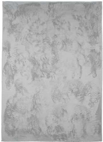 Consilio Concept Cozy Fellteppich 160x230 grau Teppich Supersoft 28 mm Höhe Soft weich Hasenfell Imitat Silber Wohnzimmerteppich Kinderzimmerteppich Küchenteppich Flurteppich