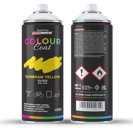 Colour Coat Pro-Matic Sunbeam Zinc Yellow Gloss RAL 1018 Aerosol Spray Paint 400ml (1)