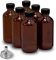 Lot de 6 bouteilles en verre ambré de 60 ml pour extrait de vanille, bocaux ronds en verre marron anti-fuite avec capuchons, entonnoir bonus – Idéal pour les extraits faits maison, les huiles