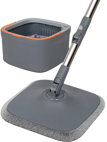 MY HOME Mop and Bucket Set - Floor Cleaner with Innovative Dirty Water Separation, Multi Functional Cleaning, Steel Pole and Microfiber Mop Head for Household Use - Quick Drying and Easy Dehydration