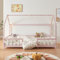 [en.casa] Kinderbett Sisimiut mit Matratze 140 x 200 cm Hausbett mit Rausfallschutz Holzbett für Kinder Bodenbett Lattenrost Kiefernholz Rosa/Weiß