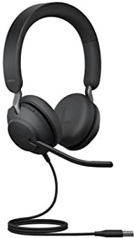 Jabra Evolve2 40 PC Headset – Noise Cancelling Microsoft Teams Certified Stereo Headphones With 3-Microphone Call Technology – USB-A Cable – Black (Renewed)