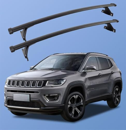 WNFVYP 2 Stücke Aluminium Dachträger für Jeep Compass 2018 2019 2020 2021 2022 2023 2024,Auto Dachreling Rostschutz RelingträGer,für Dachboxen Fahrradträger Skihalter
