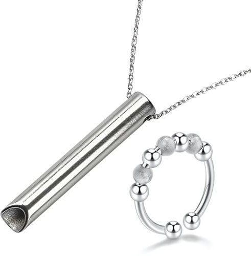 OHREN Collar Antiestrés con Anillo para Reducir Ansiedad, Collar de Respiración Profunda para Hombres y Mujeres, Ayuda para Dejar de Fumar, Herramienta de Meditación y Relajación
