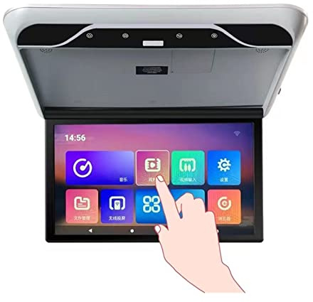 Headrest Monitor for Cars Back Seat Car Roof Mount Monitor HD 1080P 19 Inch Ceiling Mount Flip Down Overhead Screen MP5 Multimedia Player WIFI/Bluetooth Rear Entertainment System(Touch Screen Gray)