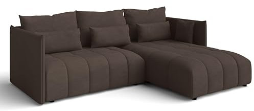 AXLIVING Ecksofa Braun mit Schlaffunktion und Bettkasten Cosmova 245