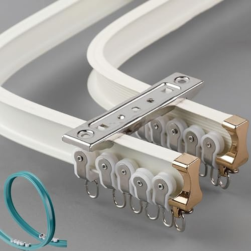 Flexible Vorhangschiene 2 läufig Aluminium, Für Gerade oder Erkerfenster, Weiß Biegbar Gardinenschiene Deckenmontage 3.0m