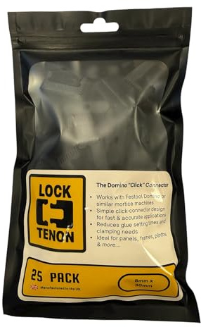 The Lock Tenon 8mm x 30mm - 25 Pack - The Domino Click Connector, Perfect for Panels, Frames, Plinths, Carpentry, Joinery, Woodworking, Cabinet, Kitchen fitting & DIY Applications