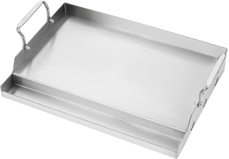 Universal BBQ Edelstahl Plancha Grillplatte Griddle für Gas und Kohle Grills, Universal Flat Top für Grills, Camping, Tailgating und Partys 46x32x7cm Grillplatten