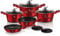 Berlinger Haus Burgundy Batterie Cuisine à Induction 10 Pièces Antiadhésive Marbre sans PFOA, Aluminium, 3 Casseroles, 3 Couvercles, 2 Poêle à Frire, 2 Sous-plat, Design Metallic Line Rouge BH-1222N