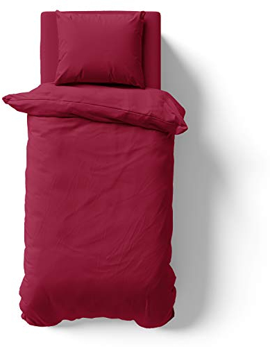 Alreya Mako Satin Bettwäsche 155 x 220 cm mit Kissenbezug 80 x 80 cm - 100% Baumwolle mit YKK Reißverschluss, Superweiches Bettbezug, Oeko-TEX® Standard Zertifiziert, Rot