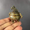 Laiton Chinois sculpté Animal Dragon Motif Trois Pieds brûleur d'encens encensoir exquises Petites Statues Sculpture Figurines