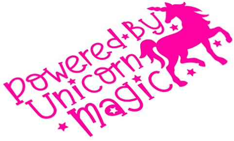 Powered by Unicorn Sticker, Vinyl Decal Sticker, Girly Car Sticker, Girls, Girly Stickers, Girly Car Accessories, Car Window Bumper Sticker, Caravan Sticker, 200mm