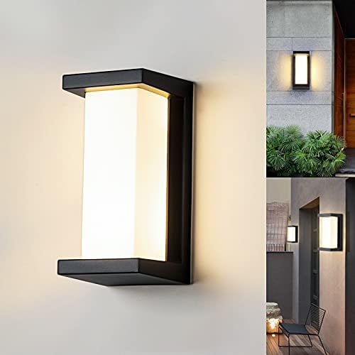BENMA LED Wandleuchte, 18W IP65 Wasserdichte Wandlampe Aussen für Garten Front Badezimmer Veranda Garage, Warmweiß 3000K Aluminium Rechteck Außenlampe 260x125x125MM