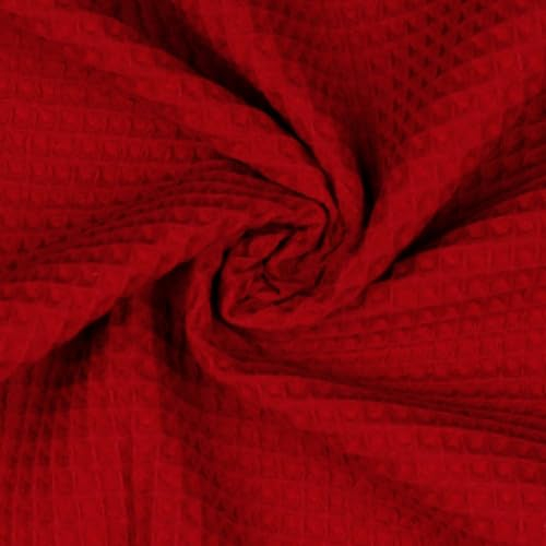 VmG-Store Waffelpique Meterware 40 Farben Waffel Stoff 100% Baumwollstoff Tex Standard 100 (041 Rot, 200 x 150cm)