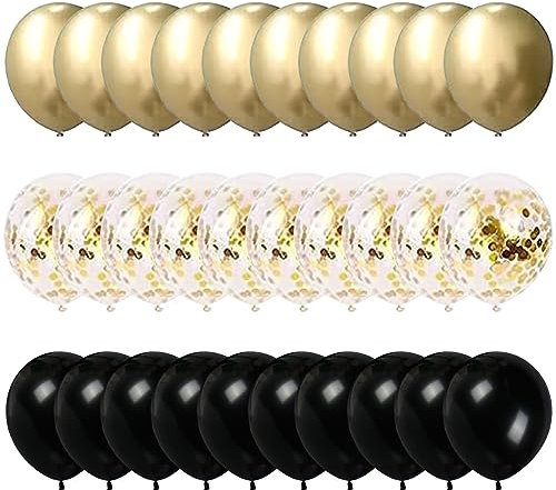 60 Pezzi Palloncini Oro E Nero Palloncini in Oro Nero Palloncini in Lattice Decorazioni Balloon Oro Confetti Palloncino Donne Compleanno Degli Laurea Festa Di Festa Centrotavola Decorazioni