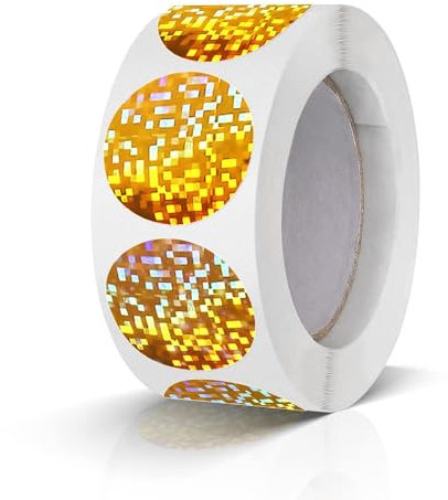 500 Stück Runde Aufkleber Stickers 25mm Farbkodierung Etiketten Rolle kleine Klebepunkte Glitzer Gold