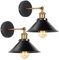 FIRVRE 2 Pack Schwarz Industrielle Wandleuchten Regenschirm Vintage Loft Wand Licht Lampen Befestigungen Rustikale Sconce Wand Wandlampe E27 für Küche Esszimmer Flur Café Bar