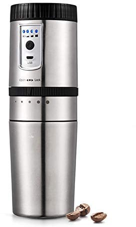Portable Coffee Maker Machine, 2-in-1 Electric Coffees Grinder Filter Coffee Maker, USB Recharge Stainless Steel Built-in Filter Coffee Brewer for Car Travel Outdoors