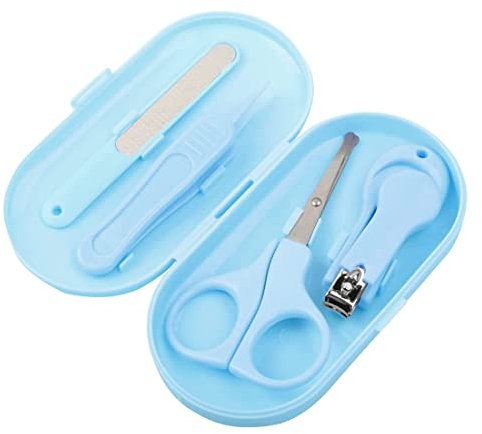 Set Manucure Bébé Set 4-en-1 Coupe-Ongles, Ciseaux à Ongles, Lime à Ongles, Pincettes Bébé Soin des Ongles