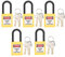 Safety Padlocks Set, 5Pcs 38mm Lockout Padlock Nylon PA Insulation Engineering Loto Padlock Lockout Tagout Station Both Sides Lable with 10 Keys for Factories (Yellow)