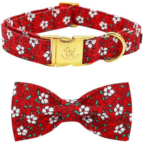 Elegant little tail Hundehalsband, Weihnachten Hundehalsband rote Blume Urlaub Haustier Halsband Hund Schleife Halsband Haustier Mädchen Junge Hundehalsband für mittlere Hunde