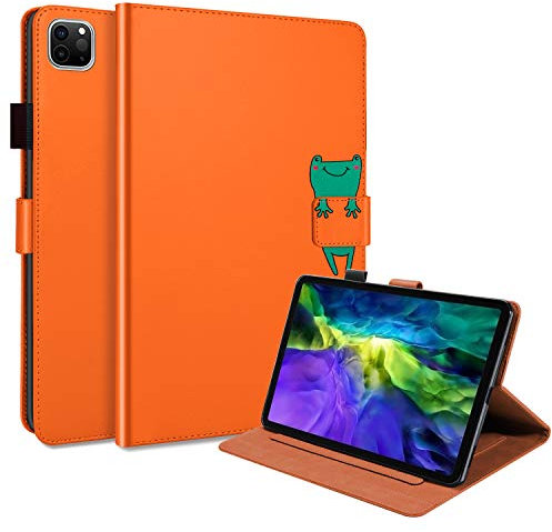 FERLAN Hülle für iPad 11(2020)/iPad 10.8,mit Stifthalter,Lustig Süße Cartoon Dünner Ständer Stoßfeste Tablet Schutzhülle für iPad 11(2020)/iPad 10.8- Orange