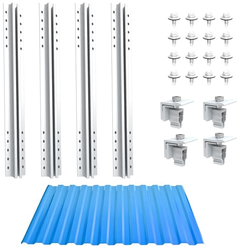 NuaSol PhotovoltaikTrapezblechdach Montageset | Befestigung, Halterung für 1 Modul | T-Profil 40cm | Solarpanel Halterung mit Endklemme & Schrauben für 30 &35 mm Solarmodule geeignet