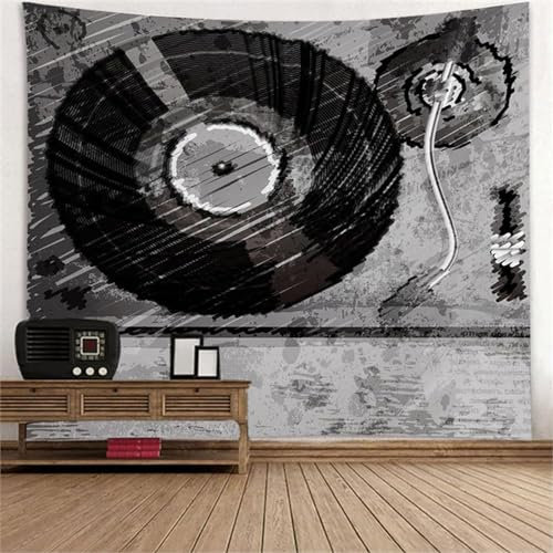 Sxakswol Wandteppich Groß Musik Wandteppich 200x150 Wandbehang Vintage-Schallplatten, Tapisserie 3D Wandtuch Aesthetic Wandteppiche für Wohnzimmer Schlafzimmer Wohnheim Wanddeko B4103