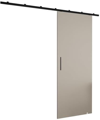 MEBLE KRYSPOL Zonda I Schiebetürset mit Schiene - Hängendes Innen-Schiebetürsystem - Torbeschläge - Hergestellt aus robustem Schichtholz - 204x90 cm - Kaschmir