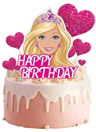 Decorazioni Torta Compleanno, 9 Pezzi Cake Topper Compleanno, Cupcake Topper Principesse, Rosa Happy Birthday Decorazioni Torta, Decorazioni per Feste per Ragazze e Donne