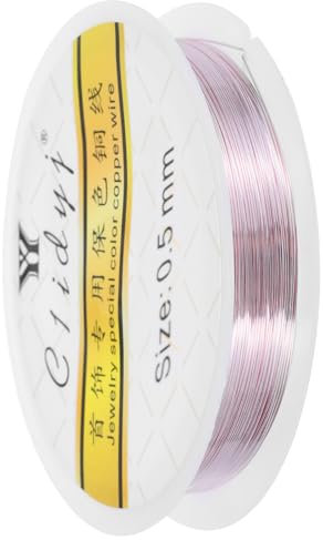 sourcing map Filo di rame da 0,5 mm, calibro 24, per la creazione di gioielli, 1 rotolo di filo di rame resistente all'ossidazione, per la creazione di gioielli fai da te (oro rosa)