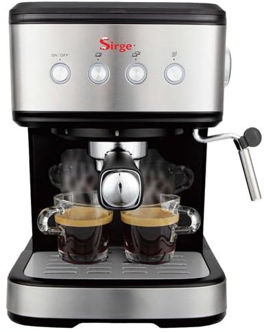 Sirge LUSSY Macchina per Caffè Espresso, Cappuccino e BEVANDE CALDE utilizza caffè in polvere e/o Cialde Potenza 1100 Watt. POMPA ITALIANA da 15bar con 3 filtri in dotazione