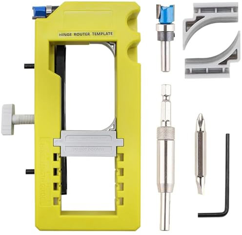 OBEST Door Hinge Jig for Router,Sturdy Installation Kit, Mortise Mouning Template Fits 3”to 5” Length and 1/4” or 5/8” Thickness, for Cabinet Installation,Stable and Durable