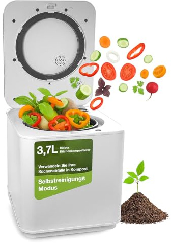 Rosenstein & Söhne Elektrischer Komposter: Elektrischer Kompostierer, 3,7 l, 550 W, Autoclean, Aktivkohlefilter (Küchenkomposter, Composter, Kitchen)