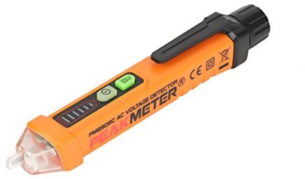 Akozon Spannungsprüfer PEAKMETER NCV Detektor Spannungsprüfer Stift AC12-1000V Durchgangsprüfer einstellbare Empfindlichkeit mit LED-Taschenlampe