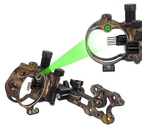 Bogen Visier 5 Pin / 7 Pin Bogenvisier Retina Micro Einstellbar Jagdvisier mit Bogen Viesier Licht Aluminiumlegierung Zielvorrichtung Compoundbogen Anblick Bogensport Zubehör (DB9150 Camo(5 pin))