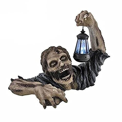 BTSEURY Estatua de jardín con luz Solar, estatuas de jardín de Resina Zombi con Linterna Solar Linterna de Horror Adornos para jardín para jardín al Aire Libre (19 * 9.5 * 15 cm)