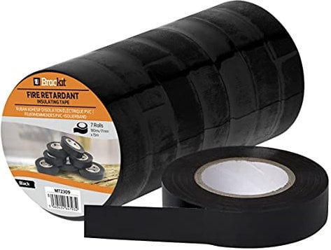 brackit 7 Rolls Black PVC Fire Retardant Electrical Insulation Tape – 17mm x 15m – For Insulating and Protecting Electrical Wires, Installations & Connections