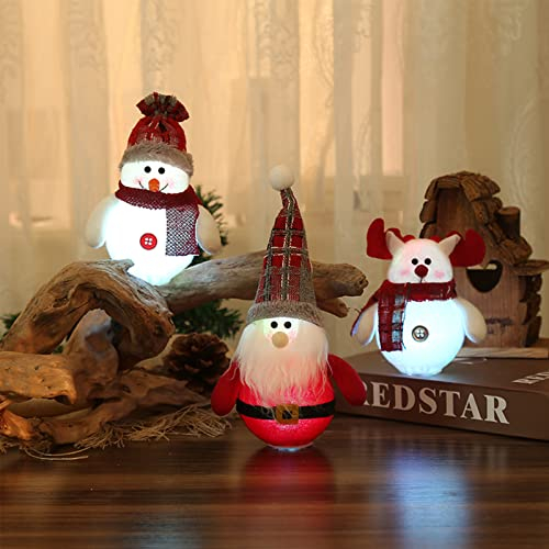 3 Stück Weihnachtswichtel Figuren Klein LED, Weihnachtsdeko Innen Bastelset Weihnachten, Weihnachtsbeleuchtung Weihnachtsdeko Amerikanisch Tischdeko Weihnachten, Schneemann Deko Batteriebetrieben