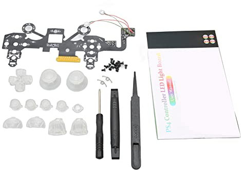 Vikye D-Pad LED-Tasten-Kit, Leuchtende D-Pad-Gesichtstasten 8 Farben 19 Modi DIY-Ersatz-LED-Tasten-Kit für PS4-Controller