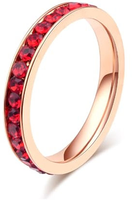 Wycian Bijoux Fantaisie Or Rose, Bague Anneau Rose Gold Acier Inoxydable Taille 49 Zircon Incrusté Personnalisable pour Homme Femme Alliance