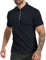 MLANM Men's Short Sleeve Polo Shirts 1/4 Zip Quick Dry Golf Polo Shirt Summer Outdoor Lightweight Short Sleeved Shirts, Navy Blue L