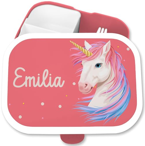 Kinder Campus für Mepal - Einhörner - Einhorn Brotdose Unicorn Vesperbox I - 750 ml - Rosa - einschulung geschenke mädchen kinderbrotdosen kindergarten einhörnern lunchbox auslaufsicher