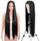 Style Icon Perücke 38 Inches Super Long Straight Wig 13x4 Lace Front Wig Free Part Long Straight Synthetic Lace Wigs for Women (1B)