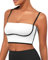 AngiMelo Longline Sport-BHs für Damen, quadratischer Ausschnitt, zum Ausgehen, Top, Workout-Top, eingebauter BH, Unterstützung, gepolstertes Yoga-Tanktop, Weißer Longline-Sport-BH, Mittel