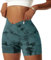Vertvie Damen Gym Shorts V Cross Stretch Push Up Yoga Shorts Booty Scrunch Fitness Hosen Kurz High Waist Nahtlos Workout Sportshorts Butt Lift Kurze Leggings Sommer (Tie Dye Grün, M)