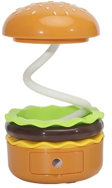 Bright Burger Lamp, Helle Burger-Lampe, 3 in 1 Hamburger-Lampe Studienlampe, niedliches Hamburger-Nachtlicht, Kabellos LED Tischlampe, Wiederaufladbar, Faltbar Tragbar Tischlampe für Studie, Lesen