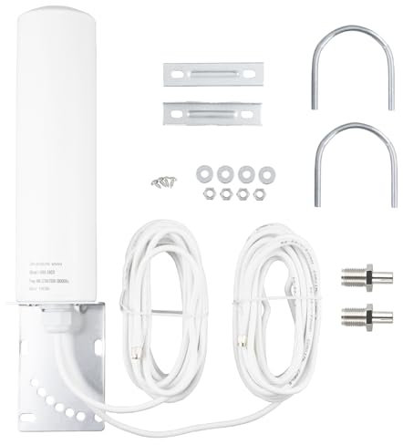 BOOBRIE Antenne extérieure 4G 5G LTE 10dBi SMA TS9 Adaptateur 698-2700 3300-3800 MHz Antenne WiFi à gain élevé Extérieur Double SMA mâle 5 m Câble RG58 4G LTE Routeur omnidirectionnel Hotspot